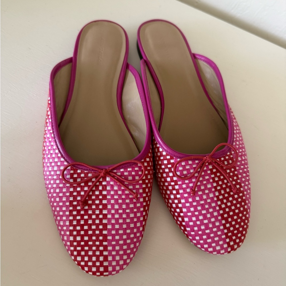 Ann Taylor Pink Woven Slip-On Mule Flats